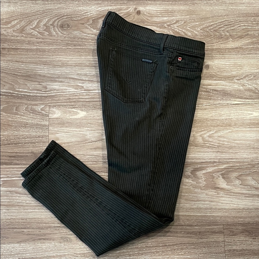 Hudson Jeans Krista Olive & Black Striped Skinny Pants